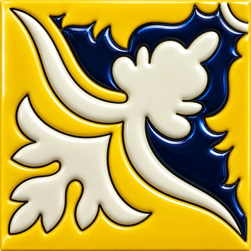 Talavera relief tile yellow leaf