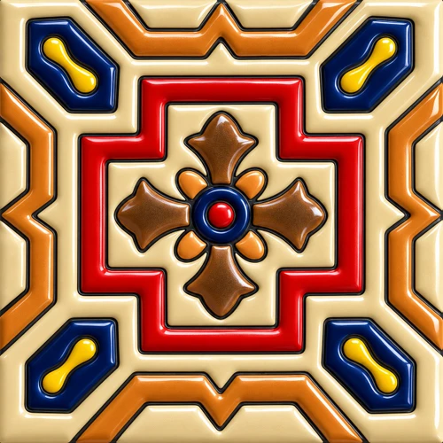 Mexican relief tile red cross pattern
