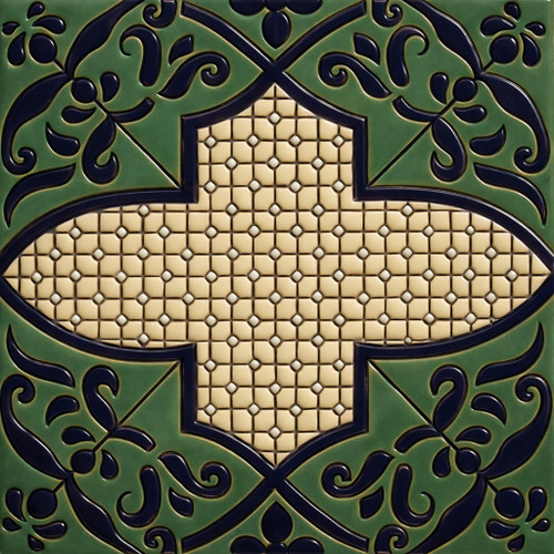 Moorish cross lattice relief tile