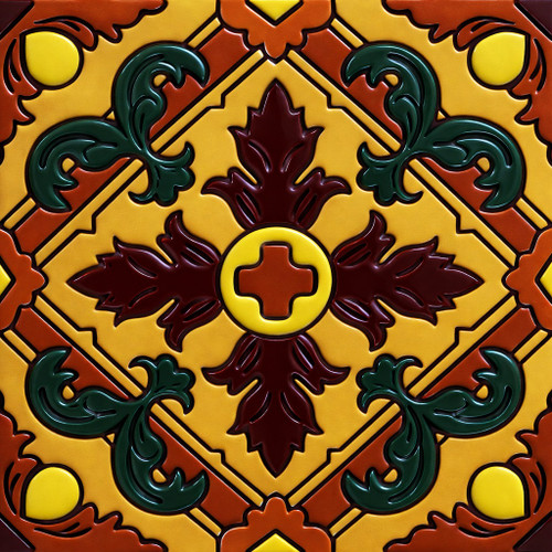 Geometric medallion relief tile