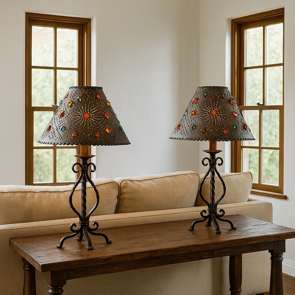 Handcrafted metal lamp shades from Mexico