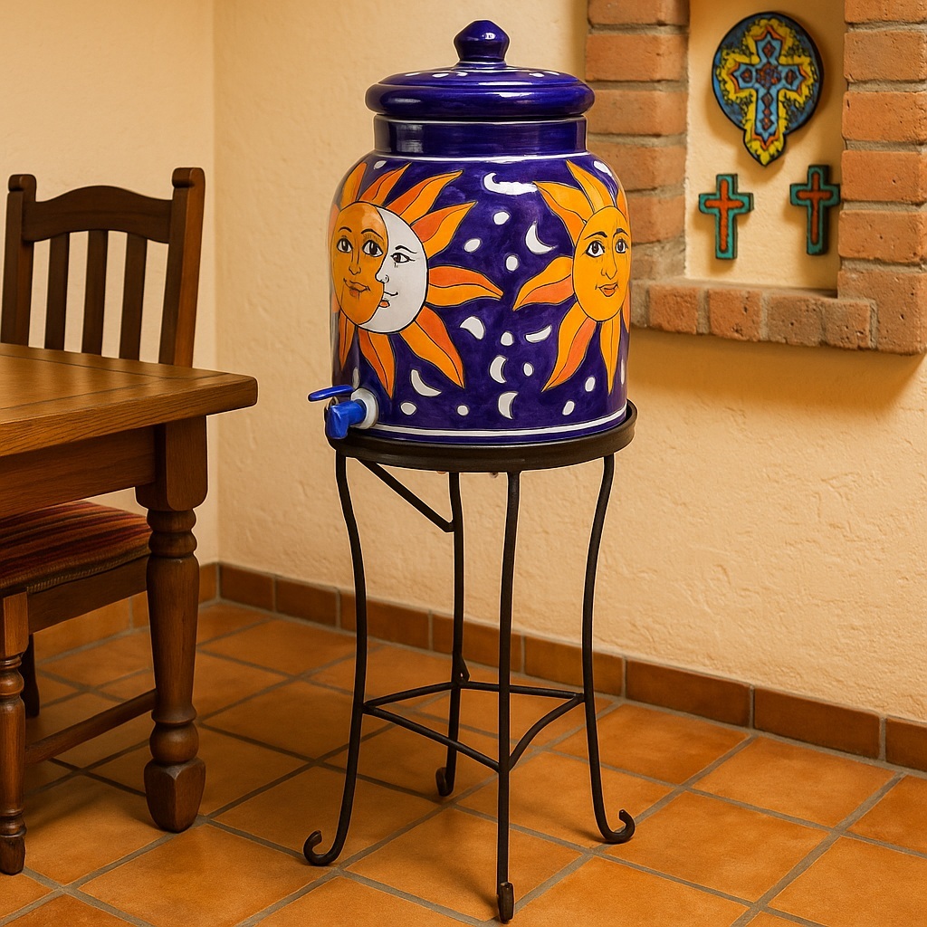 Hand-painted Mexican pottery in a rustic kitchen setting