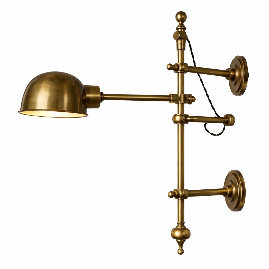 Industrial Brass Wall Lamp with Articulated Arm