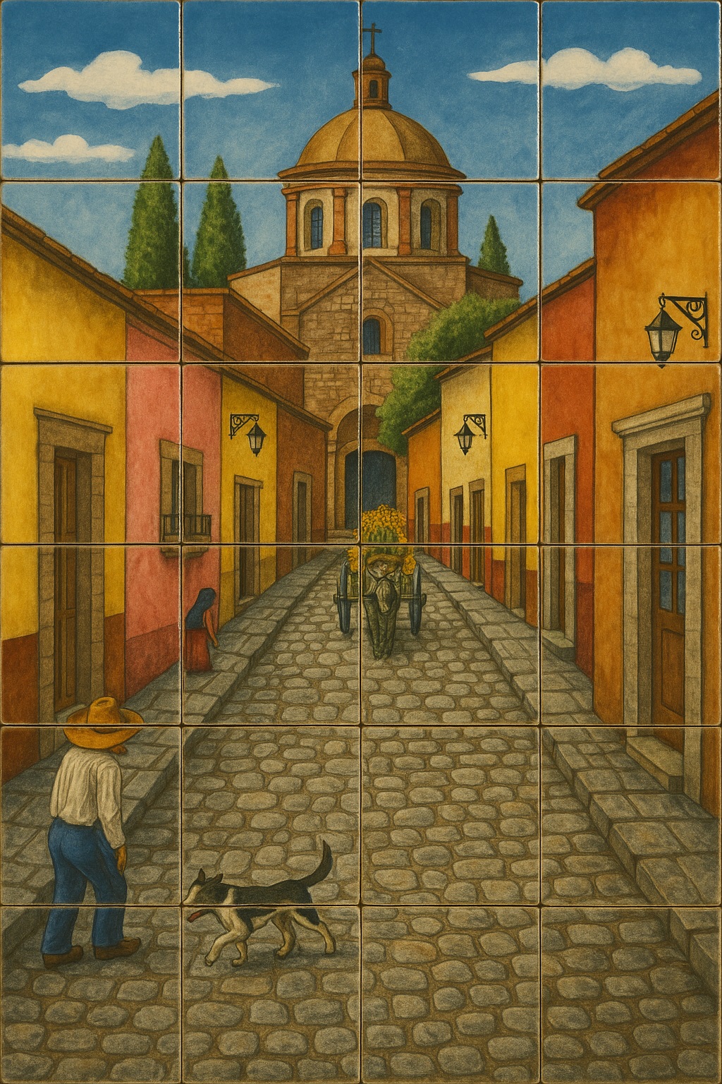 Rustic Mexican Colonial Talavera Mural – Handcrafted Ceramic Art