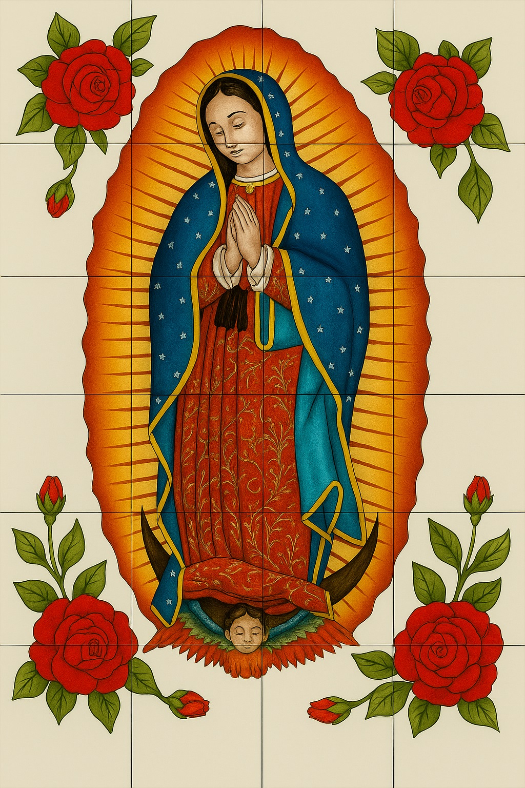 Our Lady of Guadalupe Talavera Tile Mural | Mexican Religious Art