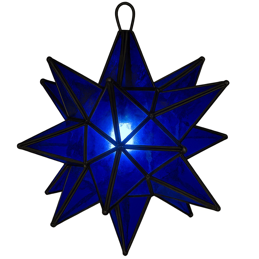 Blue Stained Glass Star Lamp – Mexican Lighting, image size:1024x1024