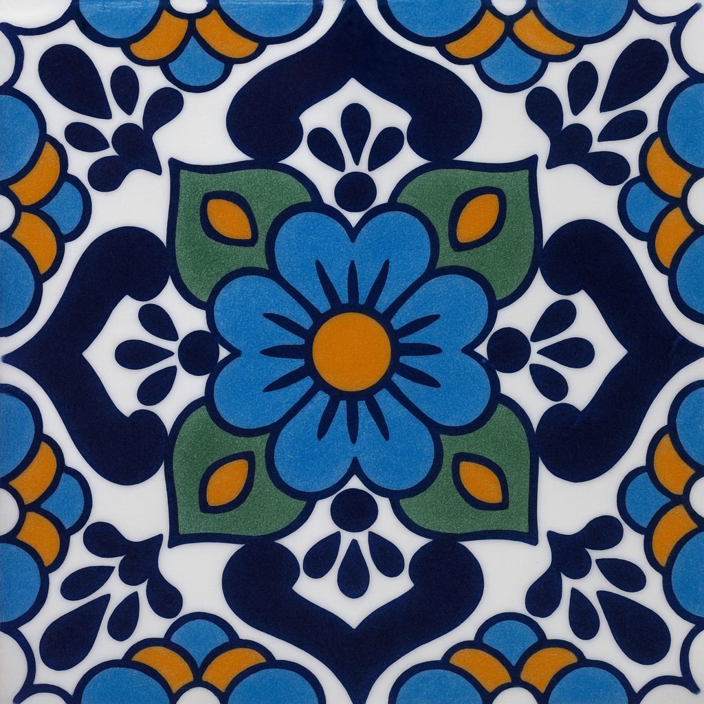 Talavera Tile Blue Green Ornament | Mexican Ceramic