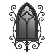 Gothic wrought iron mirror with quatrefoil tracery