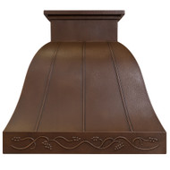 Recirculating copper range hood with a floral motif