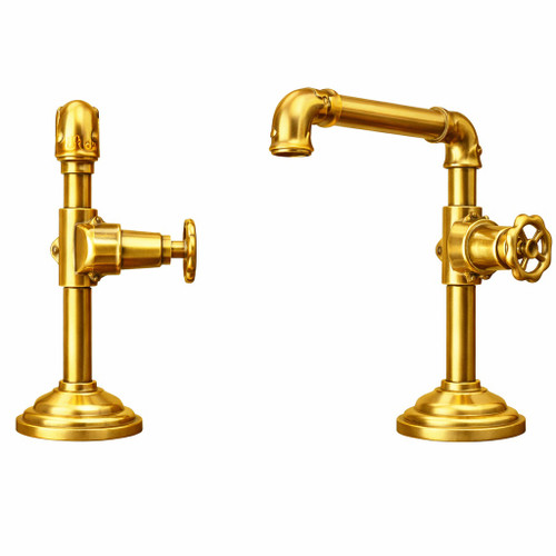 Industrial Brass Pipe Faucet - Wheel Handle Solid Construction