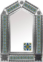tin mirror with artisan made tiles