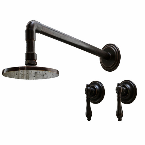 Industrial Style BrassShower Set with Dark Aged Finish