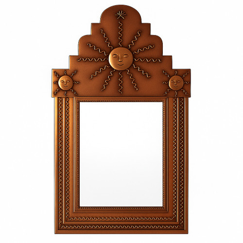 Handcrafted Tin Mirror with Sun Motif - Rustic Interiors