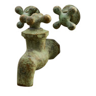 Bronze wall-mount faucet with patina finish