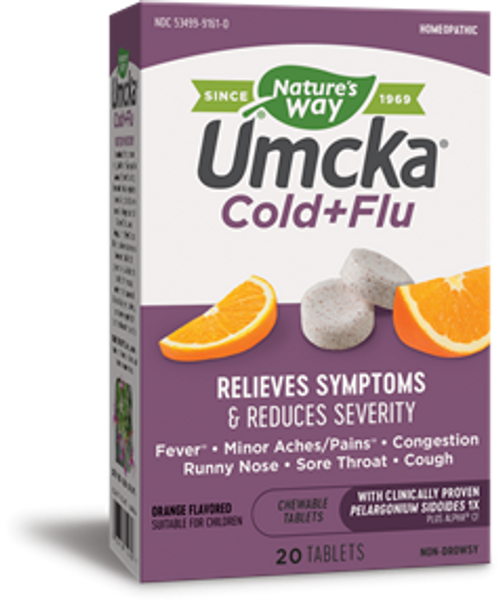 Nature's Way Umcka Cold Flu Orange Chewable 20 Tabs