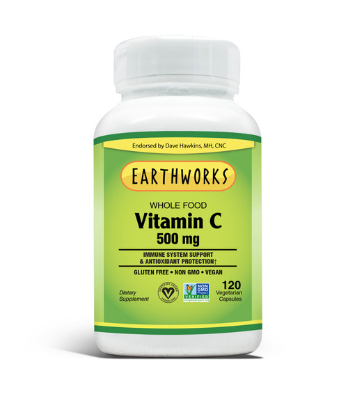Whole Food Vitamin C 500 mg 120 caps by Dave Hawkins' EarthWorks