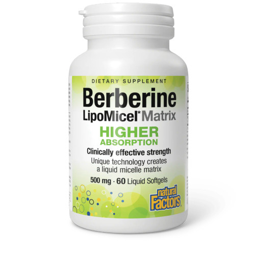 Natural Factors Berberine LipoMicel Matrix HIGHER Absorption 500 mg 60 sg