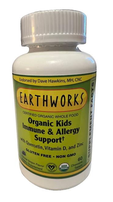 Organic Kids Immune & Allergy Support 60 tabs by Dave Hawkins' EarthWorks