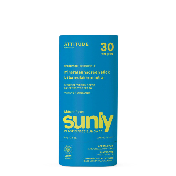 Attitude Kid's Mineral Sunscreen Stick SPF 30 Unscented 2.1 oz