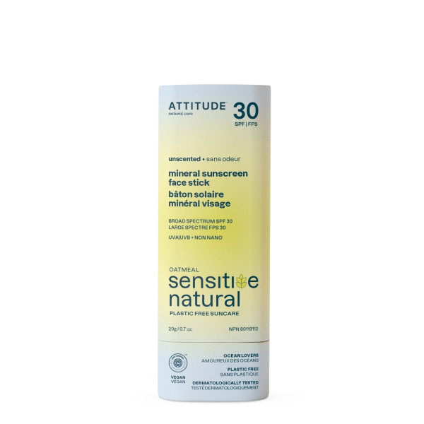 Attitude Mineral Sunscreen Face Stick SPF Unscented 30 0.7 oz