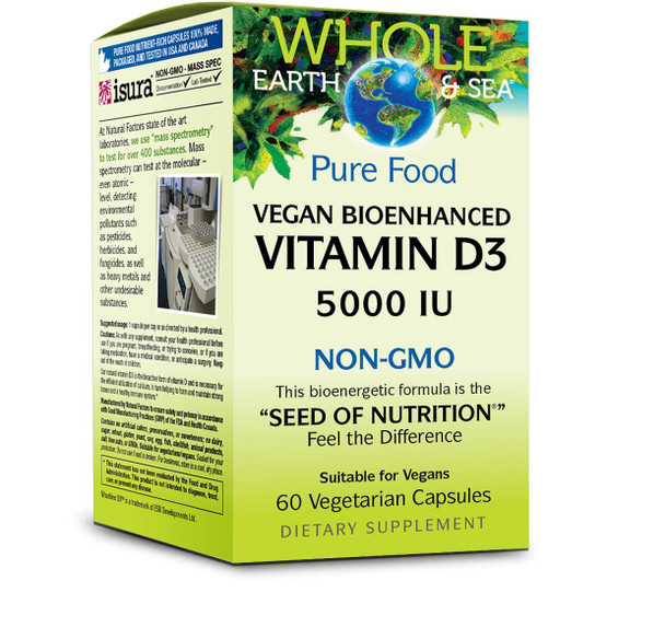 Natural Factors Whole Earth & Sea Vegan Vit D3 5000 - 60 Vcaps