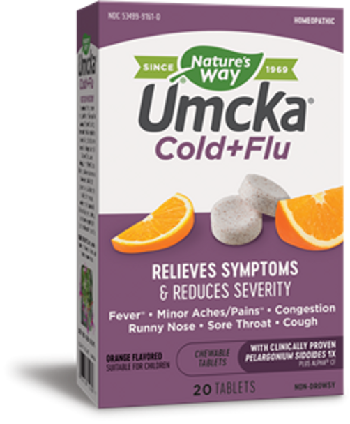 Nature's Way Umcka Cold Flu Orange Chewable 20 Tabs