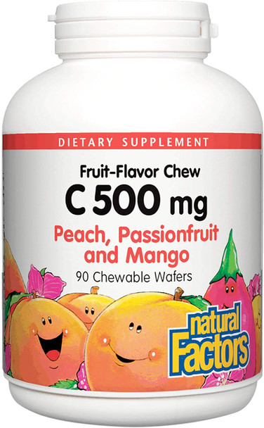 Natural Factors Chewable Vitamin C Peach, Passionfruit, and Mango - 90 wafers