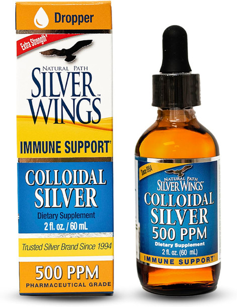 Natural Path Silver Wings Colloidal Silver 500 ppm Dropper 2 oz