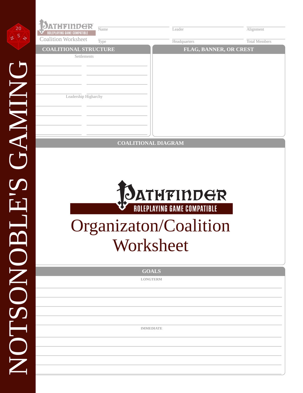 Organization Worksheet PDF