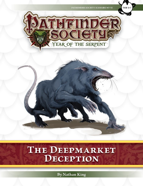Pathfinder Society Scenario #7–15: The Deepmarket Deception (PFRPG) PDF cover shows a gray six-legged rat-like monster.