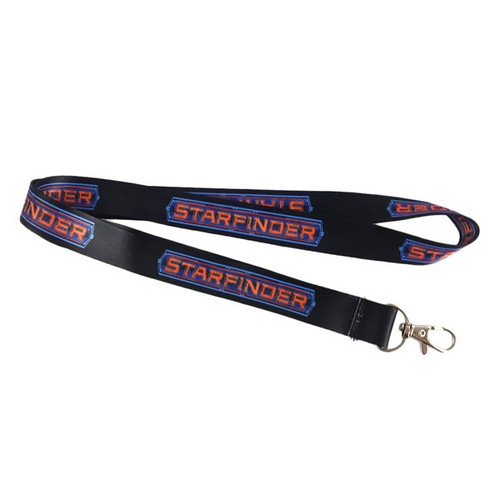 Starfinder Lanyard in black with the Starfinder logo repeated.