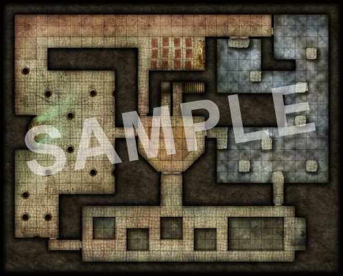 GameMastery Flip-Mat: Monastery PDF. Sample map of the interior of the monastery, with large rooms and hallways.