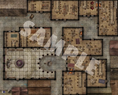 GameMastery Flip-Mat: Pub Crawl (PDF) product image shows a battle map of the inside of a pub.