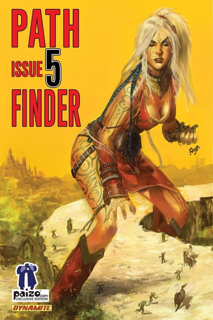 Pathfinder #5 Paizo.com Exclusive cover featuring a giant iconic hero Seoni based off the classic movie poster for "Attack of the 50-foot Woman."