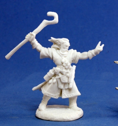 An image of the human iconic Pathfinder Wizard, Ezren. Despite his white hair and beard, he's only 40. (Front View)