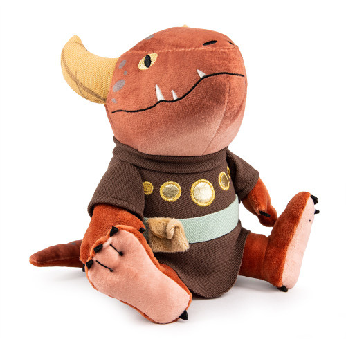 Pathfinder: Kobold Phunny Plush by Kidrobot produt image reveals an adorable red kobold wearing robes, a splendid gray belt, and a spell component pouch. 