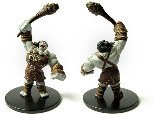 Pathfinder Battles Heroes & Monsters Ogre, large base size, prepainted miniatures in brown and white, featuring detailed fantasy characters, suitable for tabletop gaming with Pathfinder RPG.