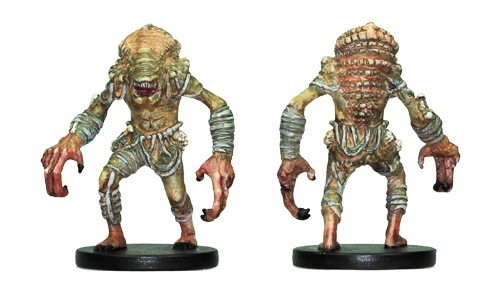 An image of a caulborn, a grotesque humanoid with skin like an infected toenail. (Front and Rear Views)