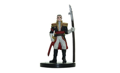 An image of an uptight Chelish Marine from Cheliax in ostentatious uniform holding a guisarme. (Front View)