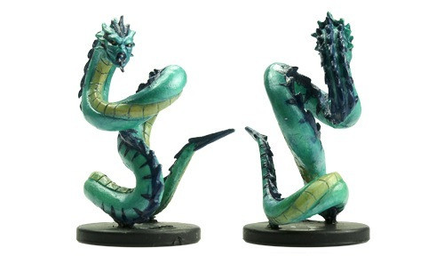 An image of a writhing water naga, rearing up posed to strike. (Front and Rear Views)