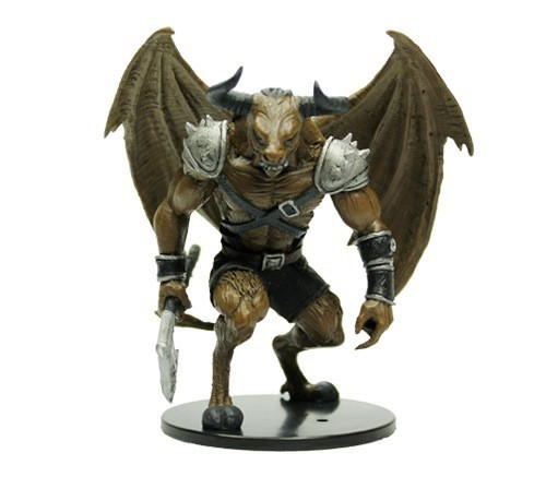 This fiendish figure, complete with bat wings, claws, a fanged bull’s head, and cloven feet, bellows a roar of challenge. (Front View)