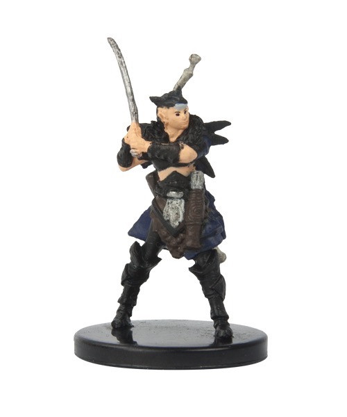 Pathfinder Battles Rusty Dragon Inn: Graceful Slayer medium miniature figure in black attire with swords, set on a black base, featuring a unique figure from the Pathfinder brand in the world of Golarion tabletop gaming.