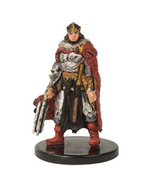 Pathfinder Battles Rusty Dragon Inn: King Irovetti medium size miniature, in detailed armor and red cape, holding sword, by Pathfinder, a fantasy miniatures series featuring figures from Golarion.