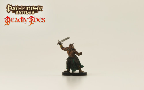 Pathfinder Battles Celestial Sentinel medium-sized figurine, featuring brown and green details, on black base, from Pathfinder's Deadly Foes series, introducing 52 unique figures for the Pathfinder Battles miniatures campaign in Golarion's world.