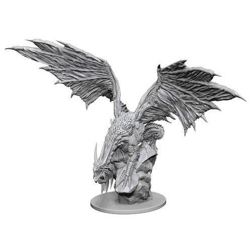 An image of an angry silver dragon crawling down over the rocks, wings flared and maw wide. (Front View)