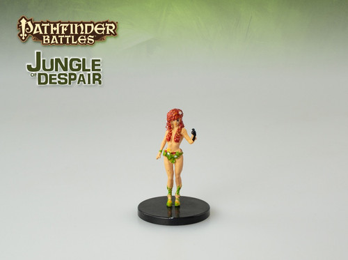 This strange, beautiful woman has flesh that seems made of wood and vibrant hair that resembles red leaves and blossoms. (Front View)