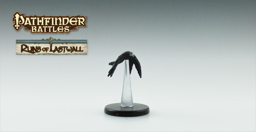 This strange black bird flies past wearing a leather long-nosed mask like a plague doctor. (Front View)