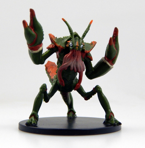 This lobster-like creature has a thick, mottled green and scab colored armored shell. Thin antennae and a pair of tiny eyes gleams above a mouth full of writhing tentacles. (Front View)