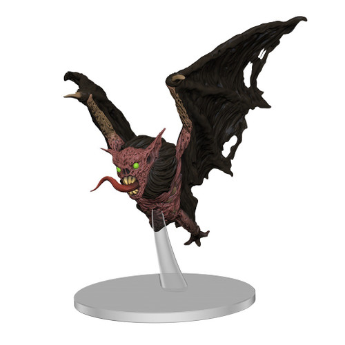 An image of an Skaveling, a mini in the Pathfinder Battles: Darklands Rising set. This monstrously sized, undead bat has mottled, decayed flesh and eyes that smolder with an unholy green glow. (Front View)