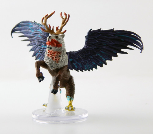 This creature has a stag’s body, a hawk’s wings and talons, and the head of a slavering wolf with a rack of sharp antlers on its brow. It rears up ferociously. (Front View)